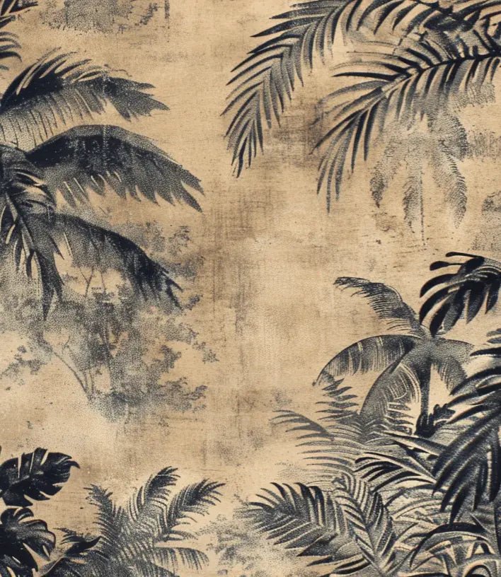 Eden Monochrome - Papier Peint Panoramique Tropical vintage - Illulart: Papier peint panoramique