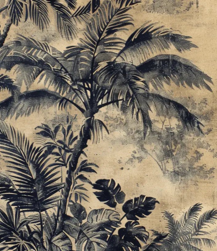 Eden Monochrome - Papier Peint Panoramique Tropical vintage - Illulart: Papier peint panoramique