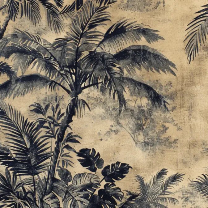 Eden Monochrome - Papier Peint Panoramique Tropical vintage - Illulart: Papier peint panoramique