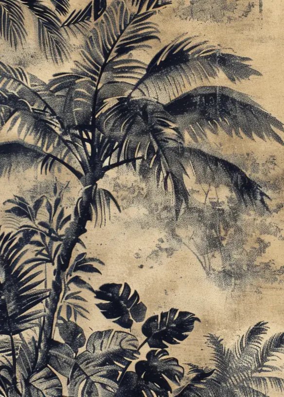 Eden Monochrome - Papier Peint Panoramique Tropical vintage - Illulart: Papier peint panoramique