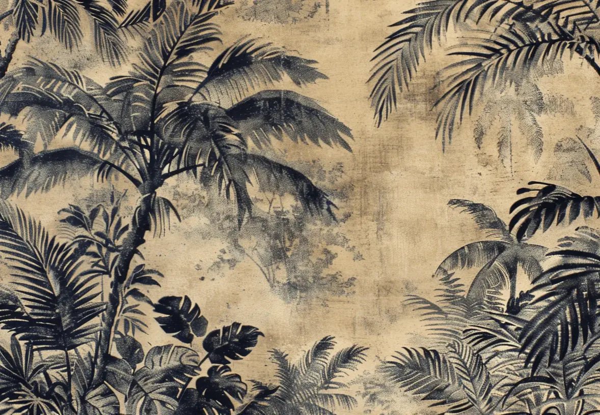 Eden Monochrome - Papier Peint Panoramique Tropical vintage - Illulart: Papier peint panoramique