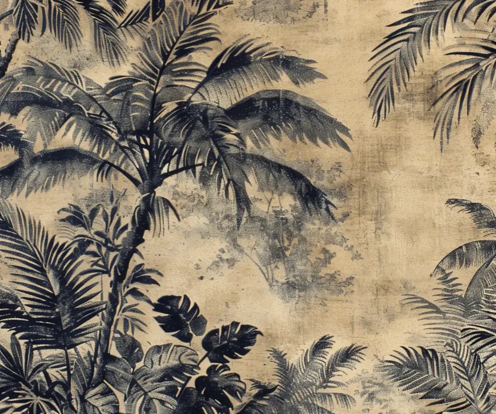 Eden Monochrome - Papier Peint Panoramique Tropical vintage - Illulart: Papier peint panoramique