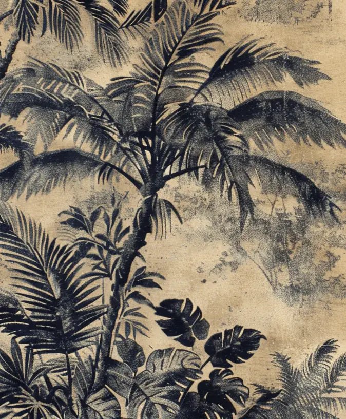 Eden Monochrome - Papier Peint Panoramique Tropical vintage - Illulart: Papier peint panoramique