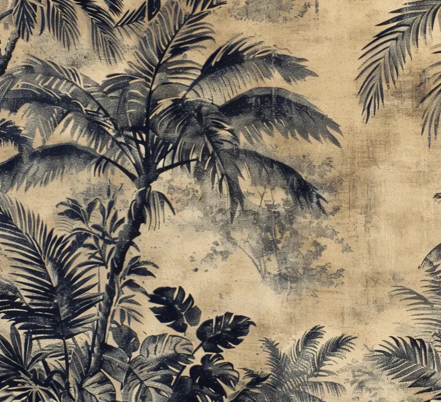 Eden Monochrome - Papier Peint Panoramique Tropical vintage - Illulart: Papier peint panoramique