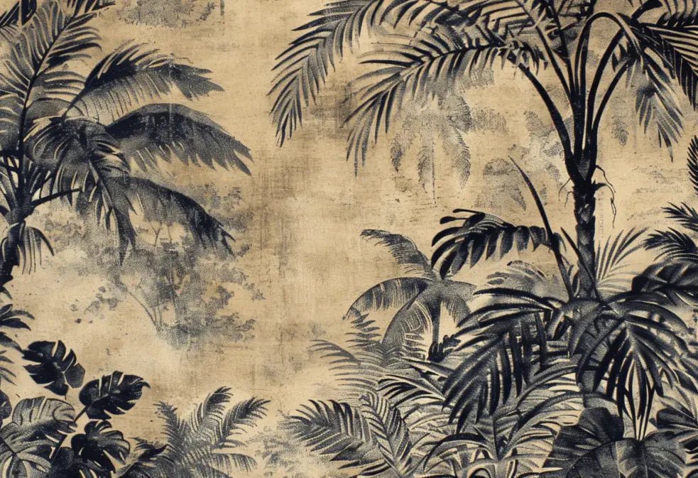 Eden Monochrome - Papier Peint Panoramique Tropical vintage - Illulart: Papier peint panoramique