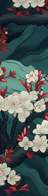 Élégance Asiatique : Papier Peint Panoramique Floral - Illulart: Papier peint panoramique