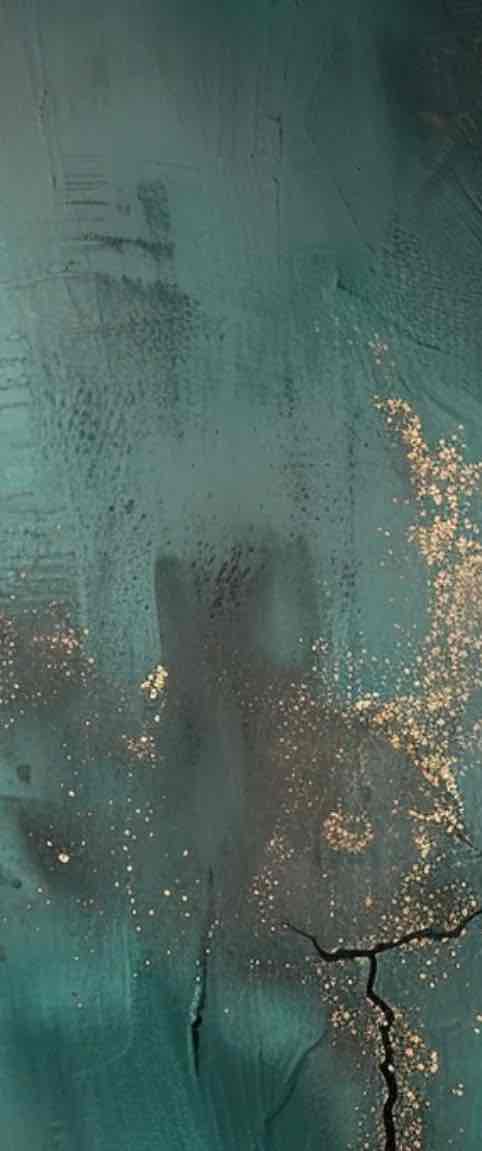 Élégance Brute : Papier peint Effet Craquelé émeraude et Doré
