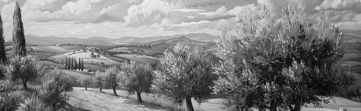Élégance des Oliviers – Papier Peint Panoramique Noir et Blanc - Illulart: Papier peint panoramique