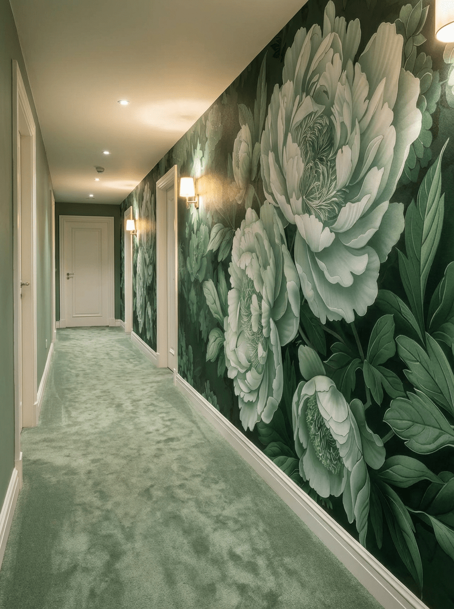 Elégance des pivoines en vert sauge - Illulart: Papier peint panoramique