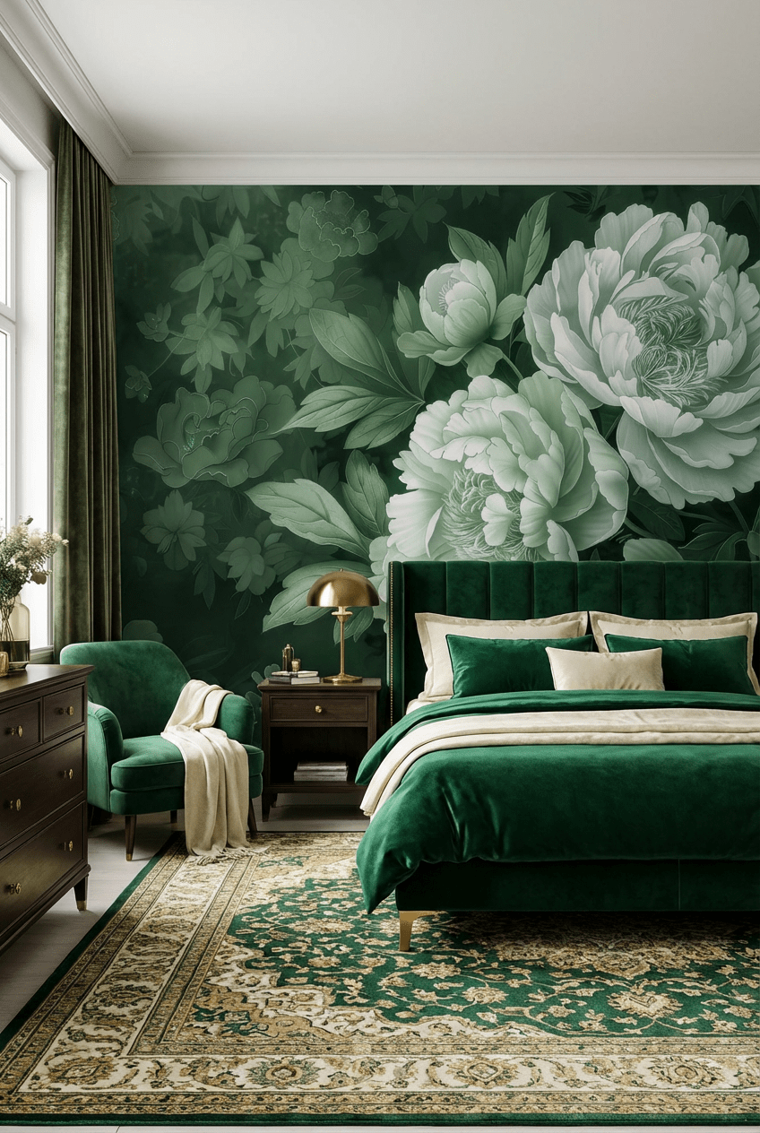 Elégance des pivoines en vert sauge - Illulart: Papier peint panoramique