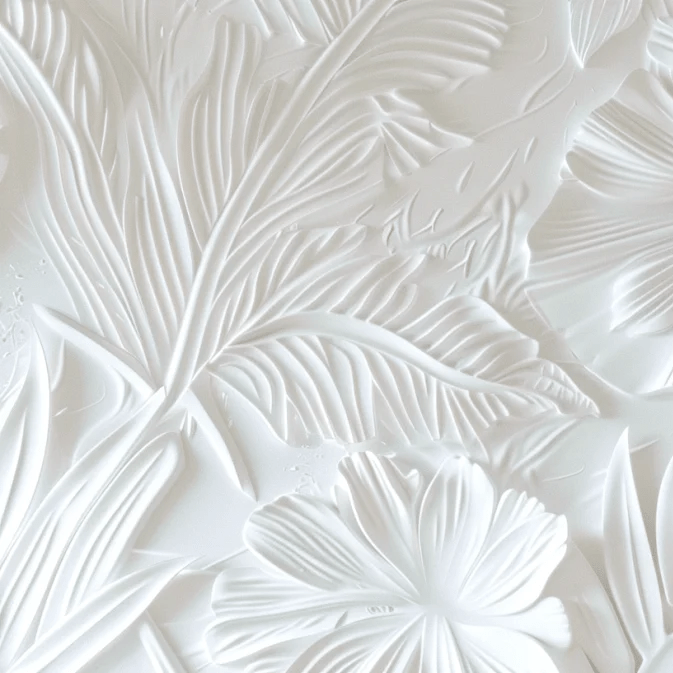 Élégance florale sculptée en blanc - Illulart: Papier peint panoramique