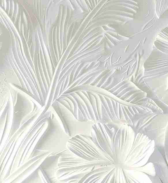 Élégance florale sculptée en blanc - Illulart: Papier peint panoramique