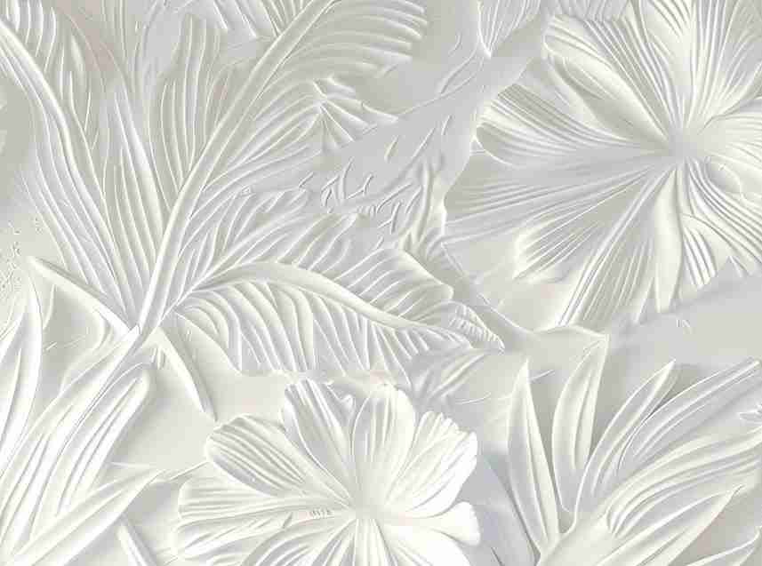 Élégance florale sculptée en blanc - Illulart: Papier peint panoramique
