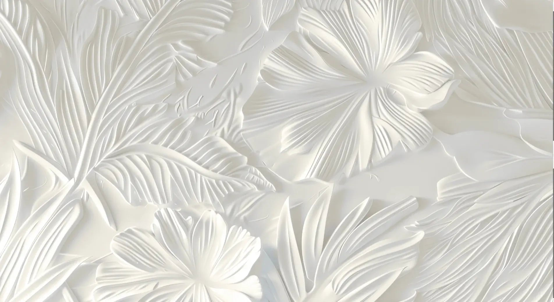 Élégance florale sculptée en blanc - Illulart: Papier peint panoramique