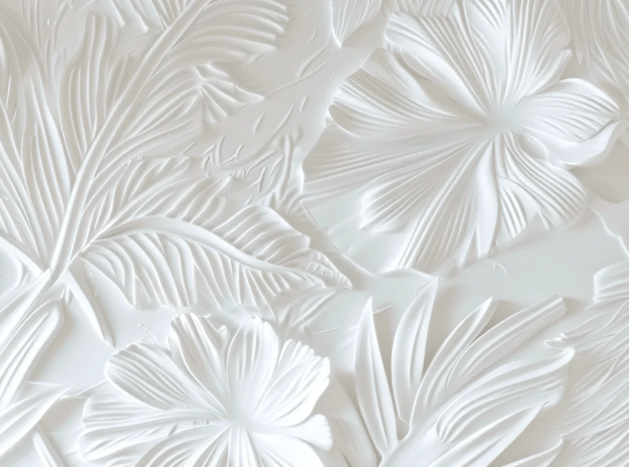 Élégance florale sculptée en blanc - Illulart: Papier peint panoramique