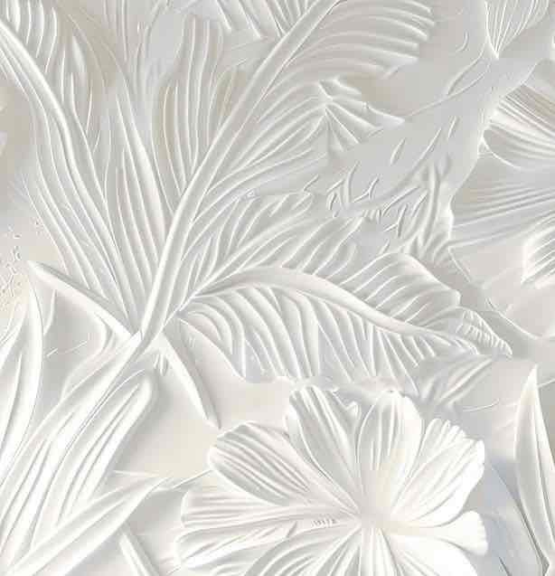 Élégance florale sculptée en blanc - Illulart: Papier peint panoramique