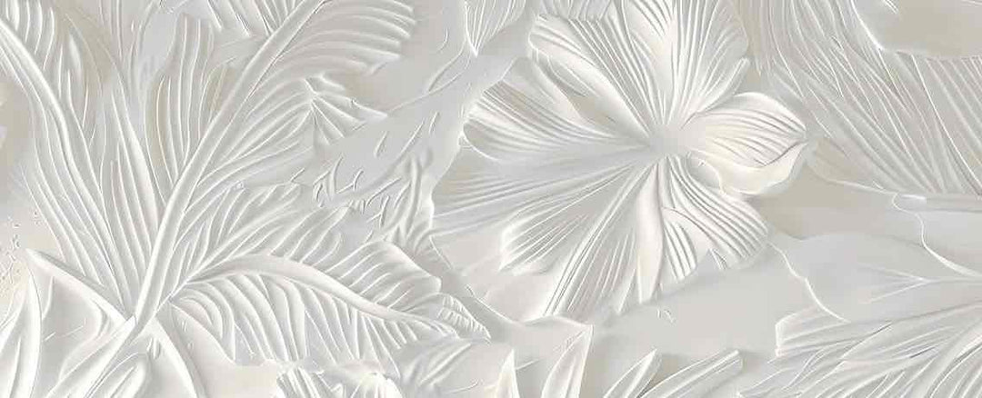 Élégance florale sculptée en blanc - Illulart: Papier peint panoramique