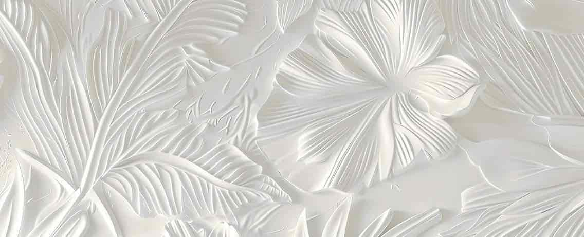 Élégance florale sculptée en blanc - Illulart: Papier peint panoramique