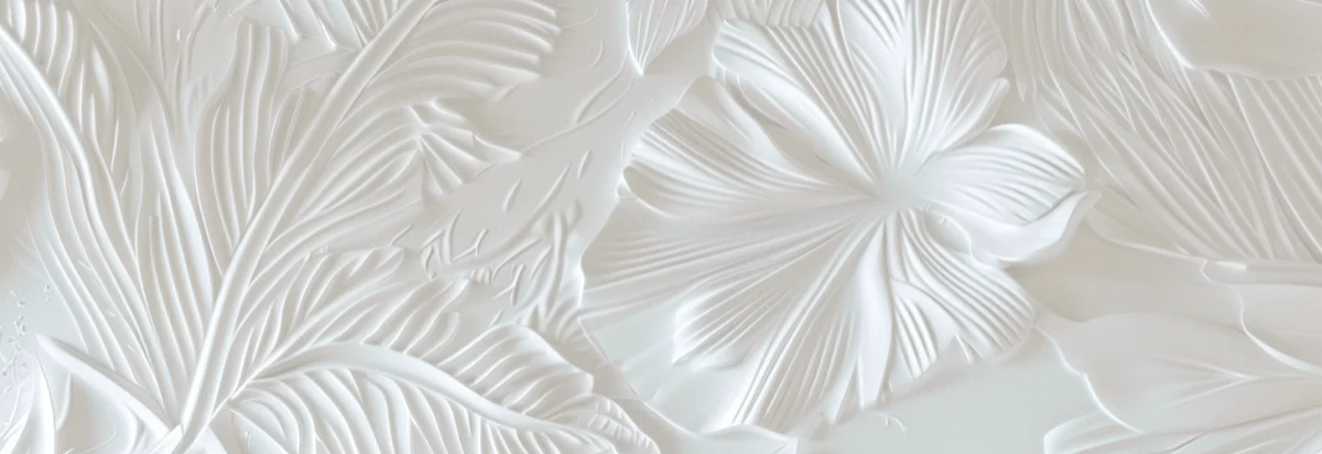 Élégance florale sculptée en blanc - Illulart: Papier peint panoramique