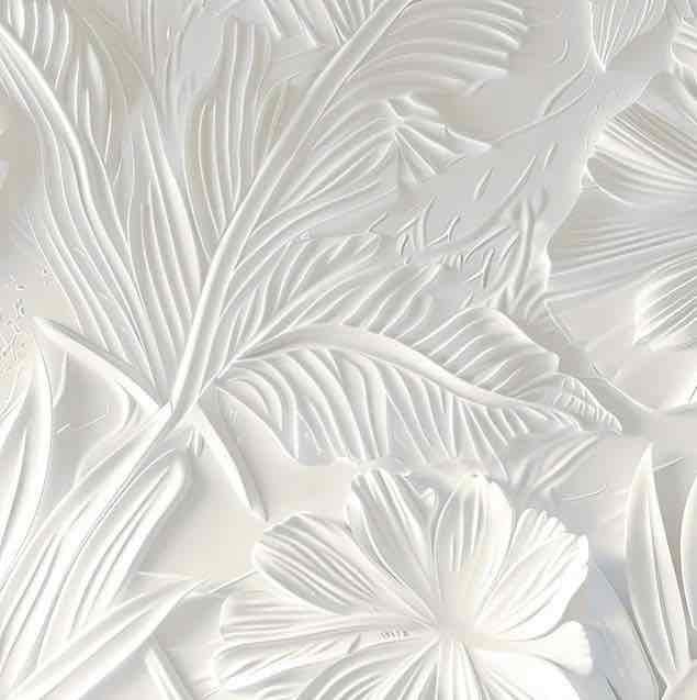 Élégance florale sculptée en blanc - Illulart: Papier peint panoramique