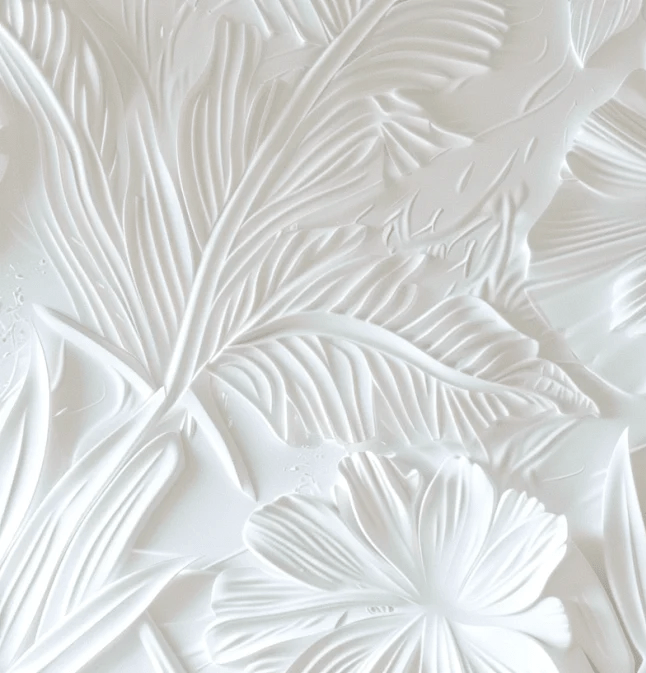 Élégance florale sculptée en blanc - Illulart: Papier peint panoramique