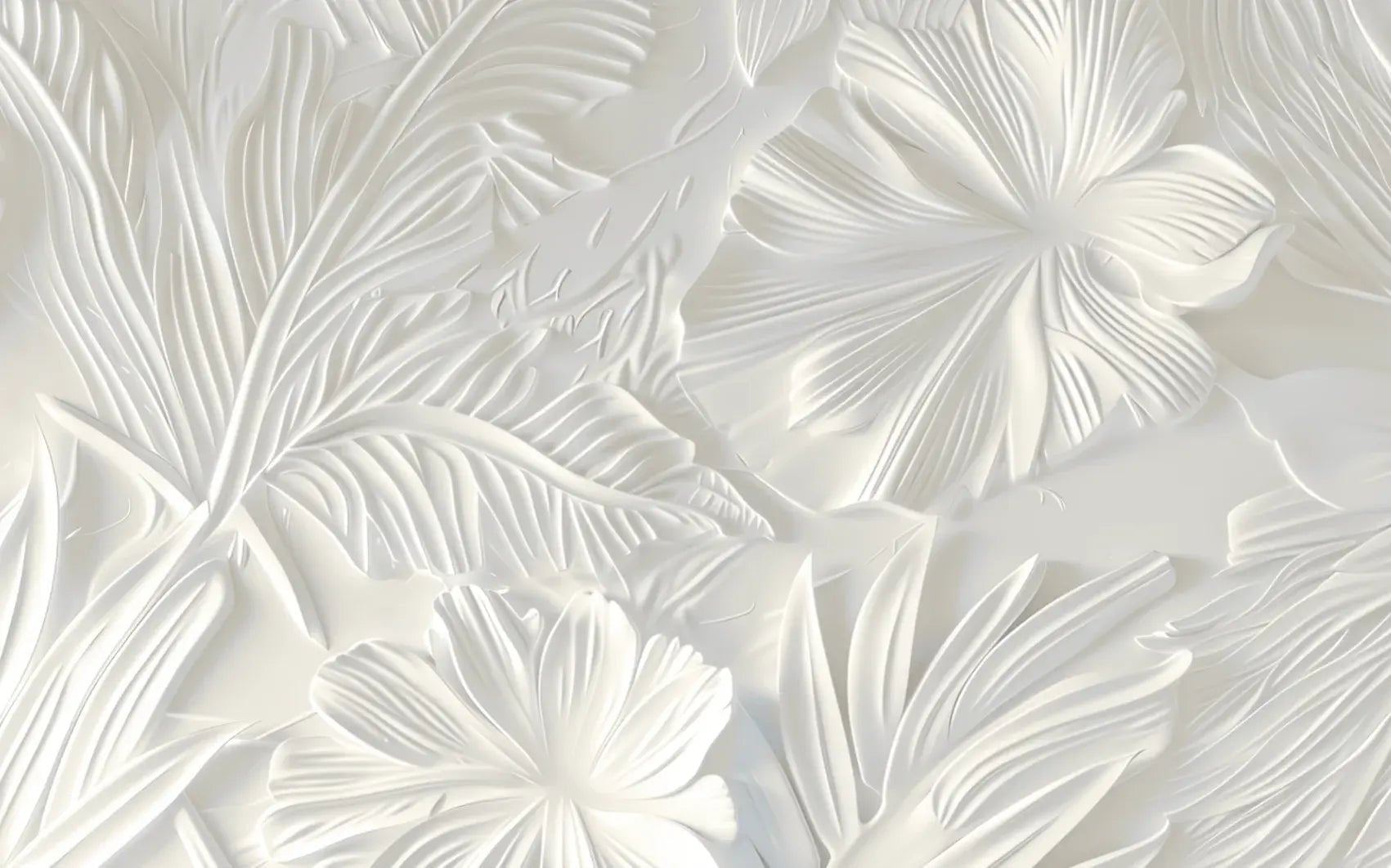 Élégance florale sculptée en blanc - Illulart: Papier peint panoramique