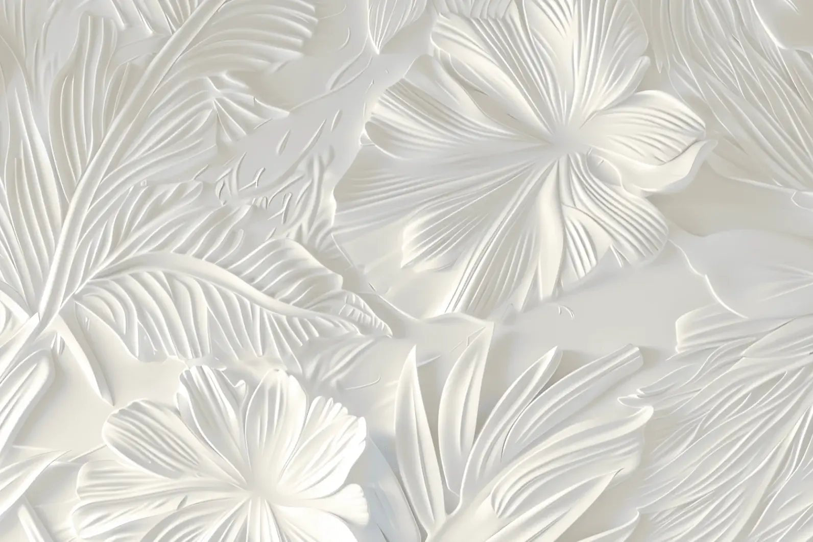 Élégance florale sculptée en blanc - Illulart: Papier peint panoramique