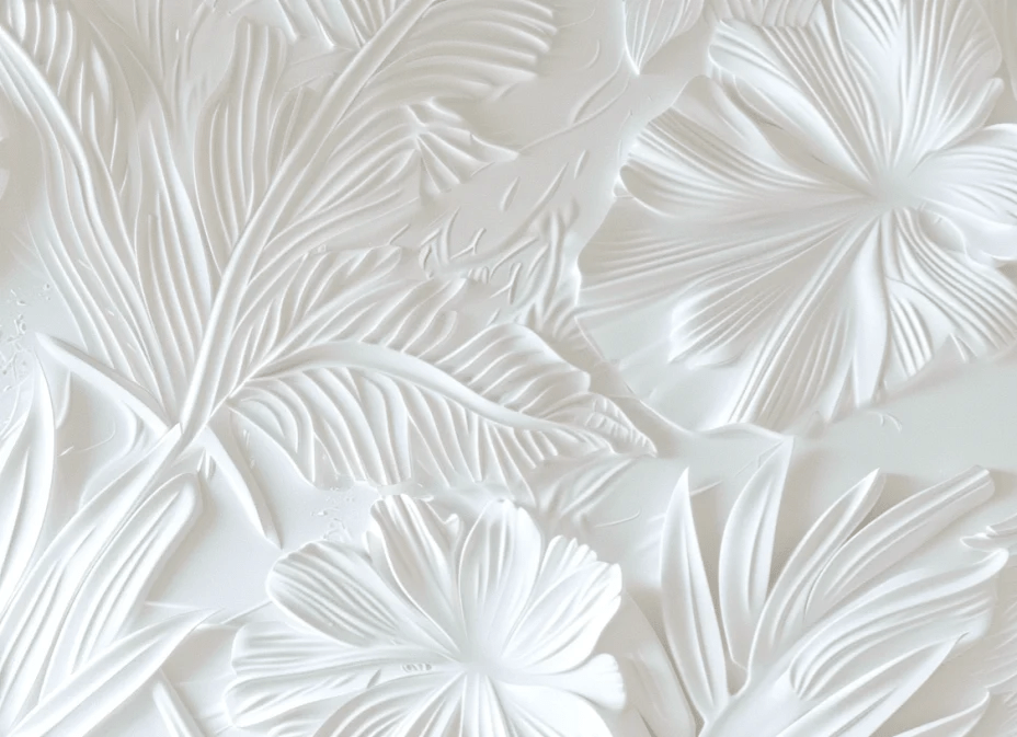 Élégance florale sculptée en blanc - Illulart: Papier peint panoramique