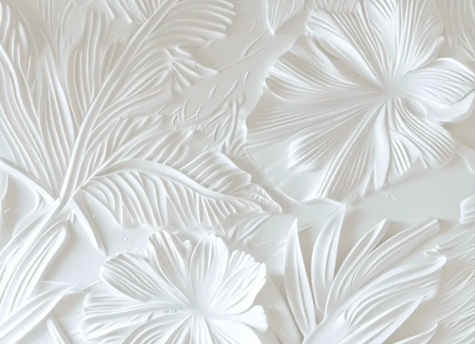 Élégance florale sculptée en blanc - Illulart: Papier peint panoramique