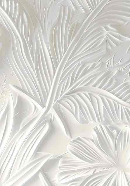 Élégance florale sculptée en blanc - Illulart: Papier peint panoramique