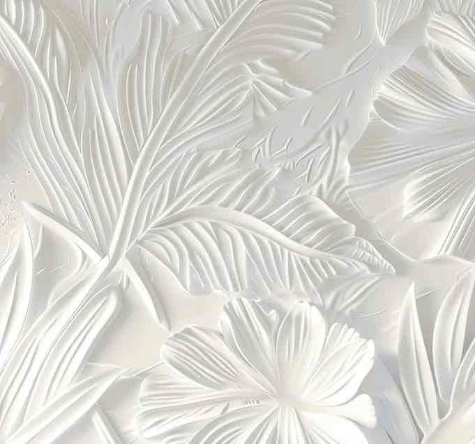 Élégance florale sculptée en blanc - Illulart: Papier peint panoramique