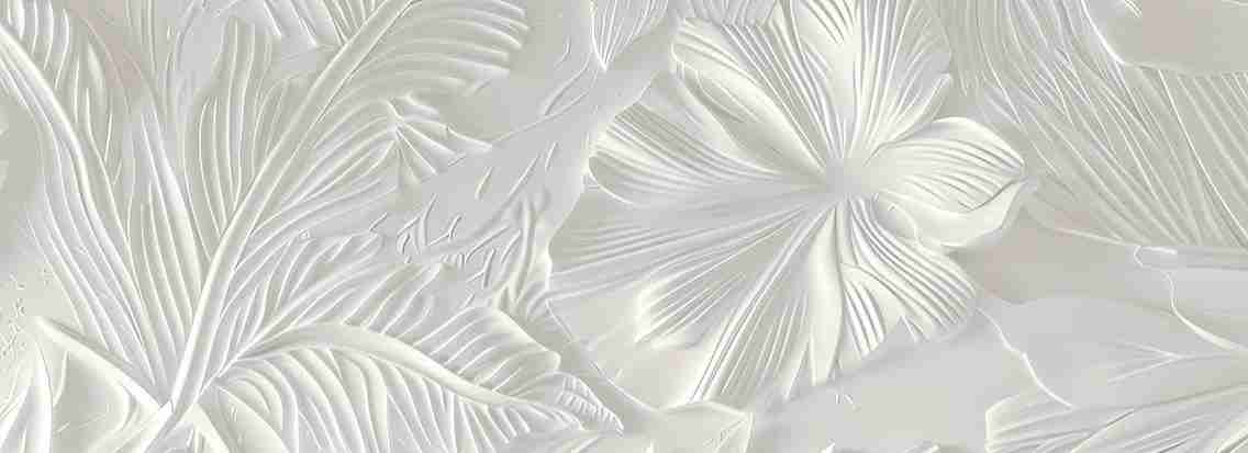 Élégance florale sculptée en blanc - Illulart: Papier peint panoramique