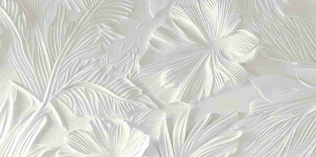 Élégance florale sculptée en blanc - Illulart: Papier peint panoramique