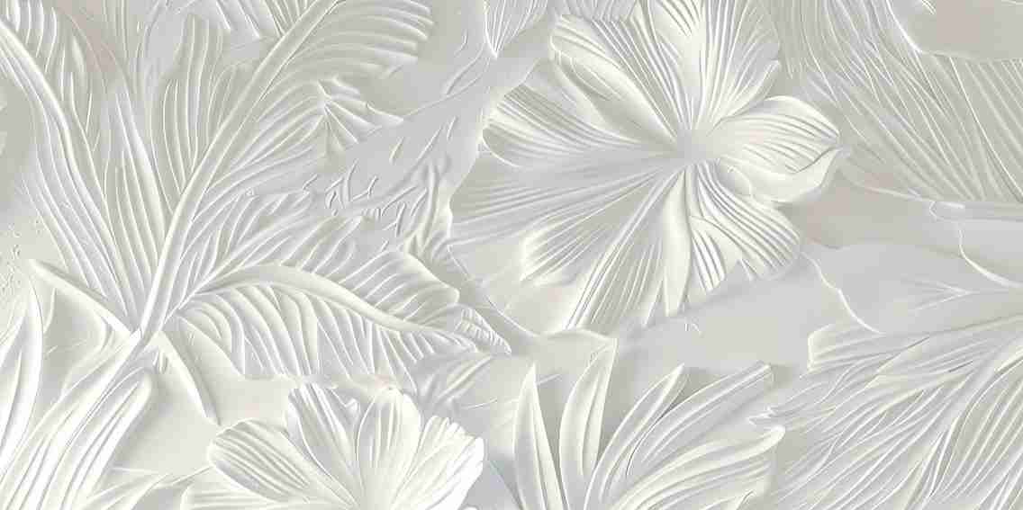 Élégance florale sculptée en blanc - Illulart: Papier peint panoramique