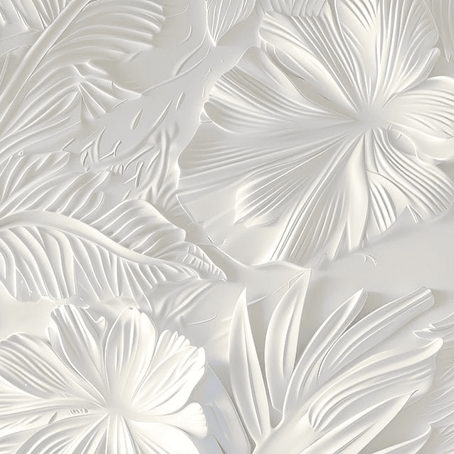 Élégance florale sculptée en blanc - Illulart: Papier peint panoramique