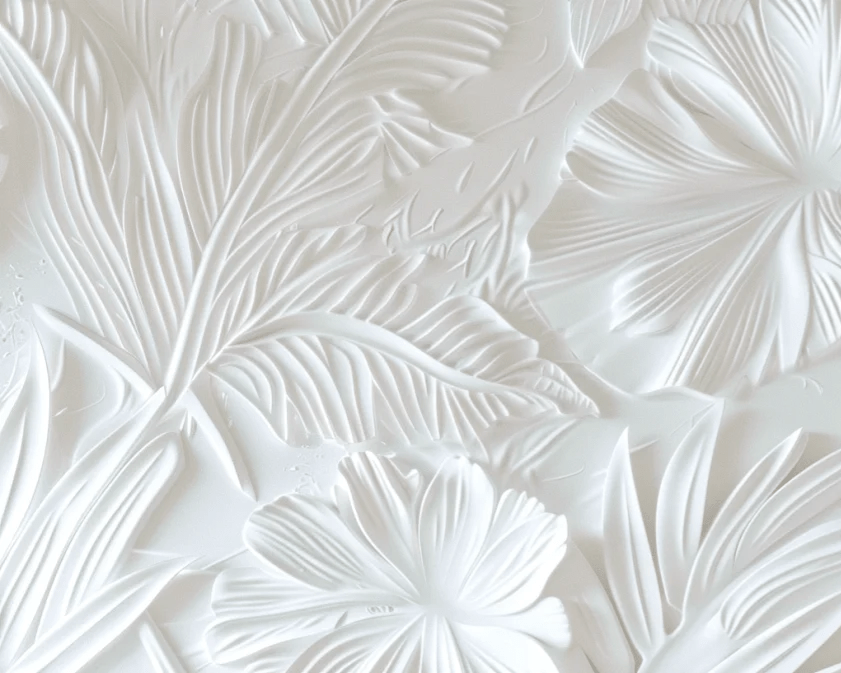 Élégance florale sculptée en blanc - Illulart: Papier peint panoramique