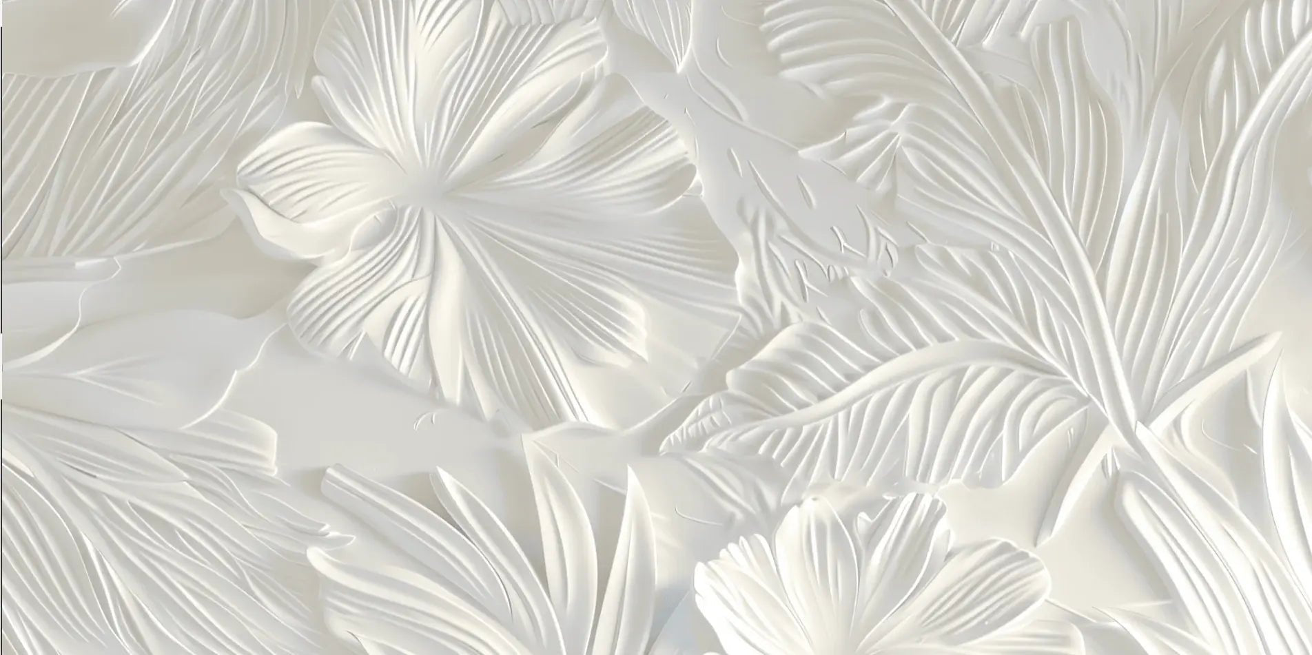Élégance florale sculptée en blanc - Illulart: Papier peint panoramique