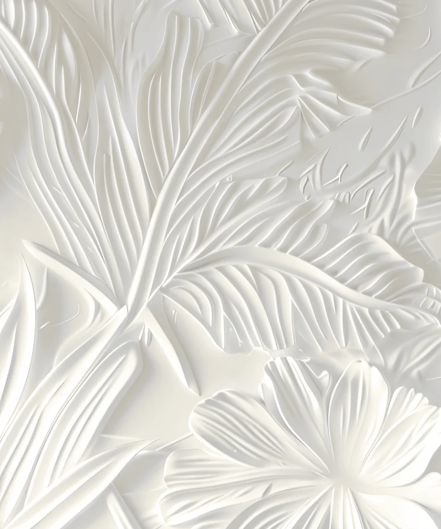 Élégance florale sculptée en blanc - Illulart: Papier peint panoramique