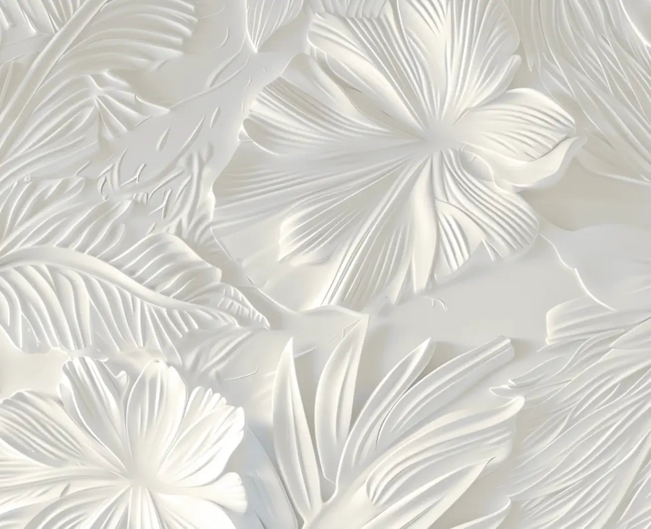 Élégance florale sculptée en blanc - Illulart: Papier peint panoramique