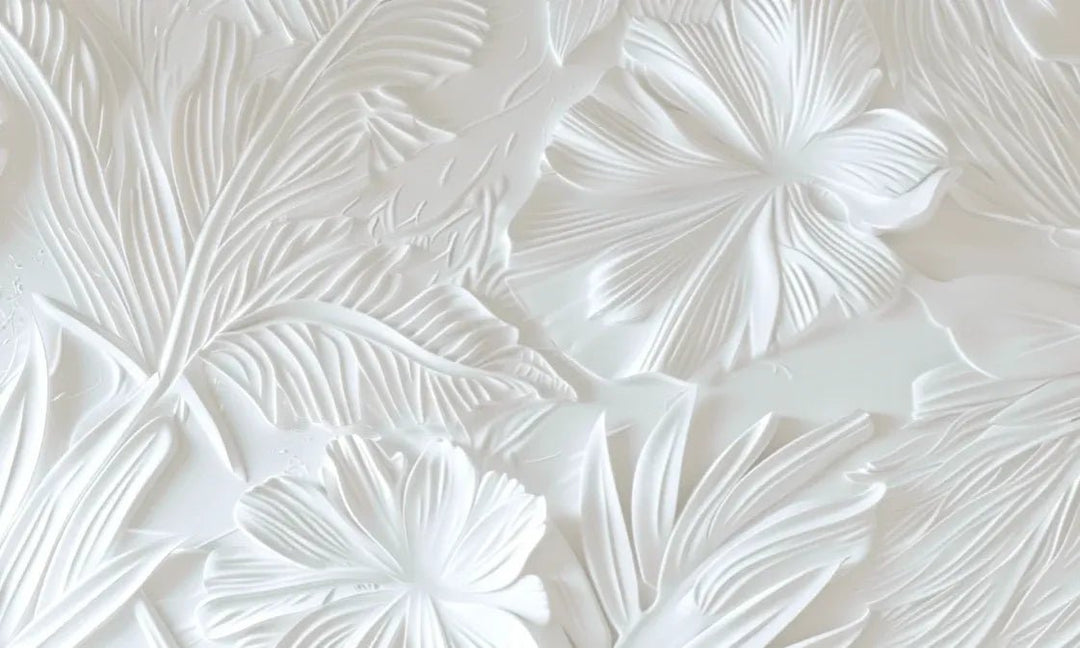 Élégance florale sculptée en blanc - Illulart: Papier peint panoramique