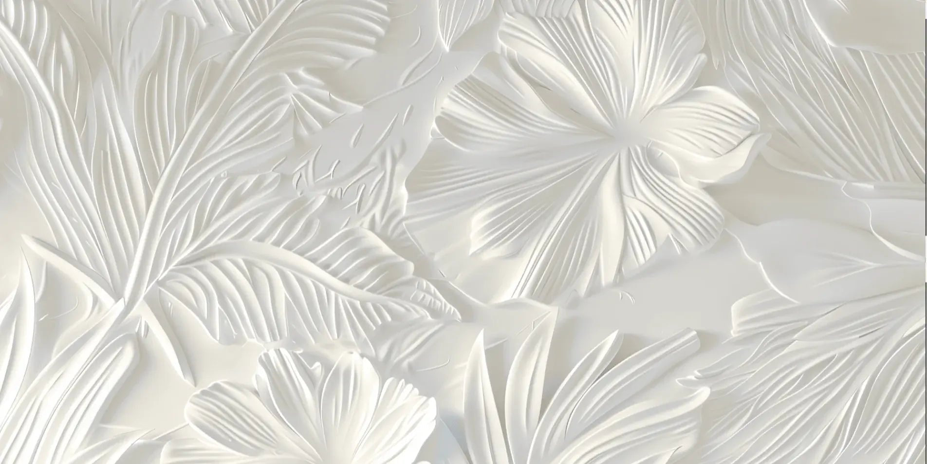 Élégance florale sculptée en blanc - Illulart: Papier peint panoramique