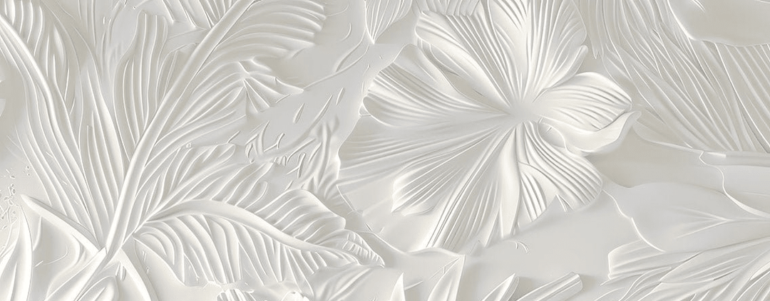 Élégance florale sculptée en blanc - Illulart: Papier peint panoramique