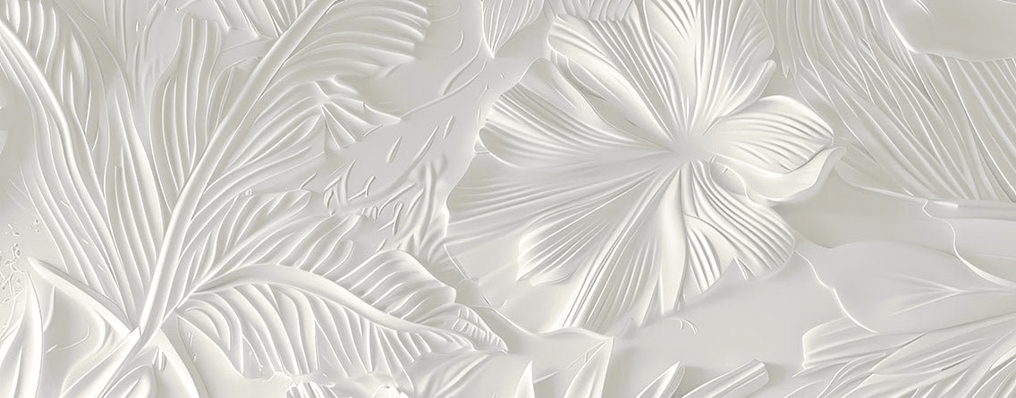 Élégance florale sculptée en blanc - Illulart: Papier peint panoramique