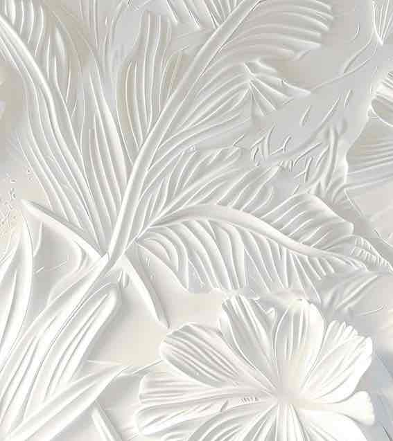 Élégance florale sculptée en blanc - Illulart: Papier peint panoramique
