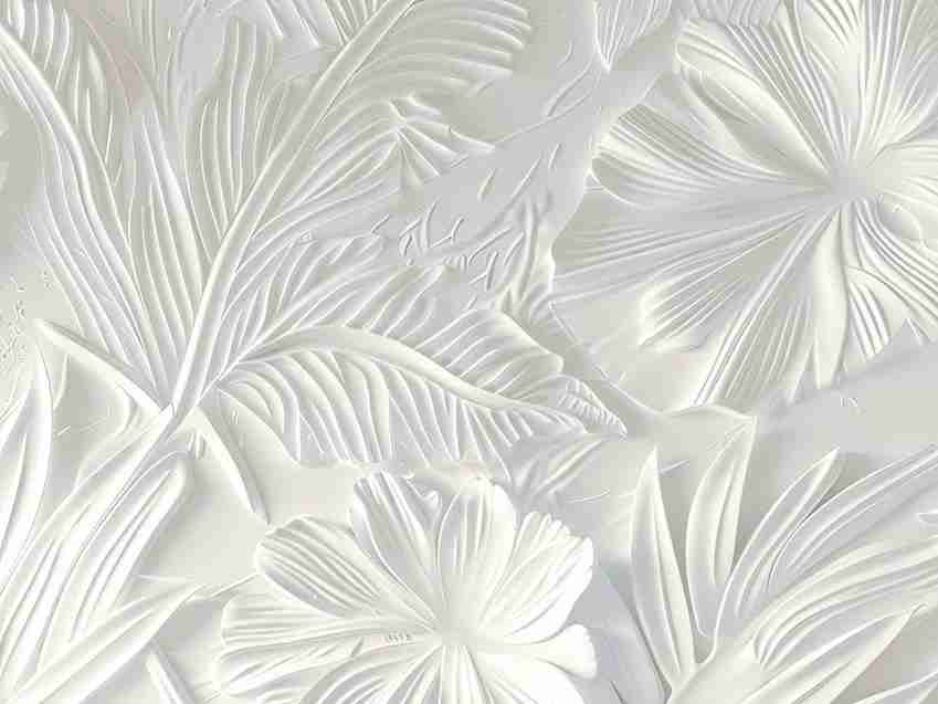 Élégance florale sculptée en blanc - Illulart: Papier peint panoramique