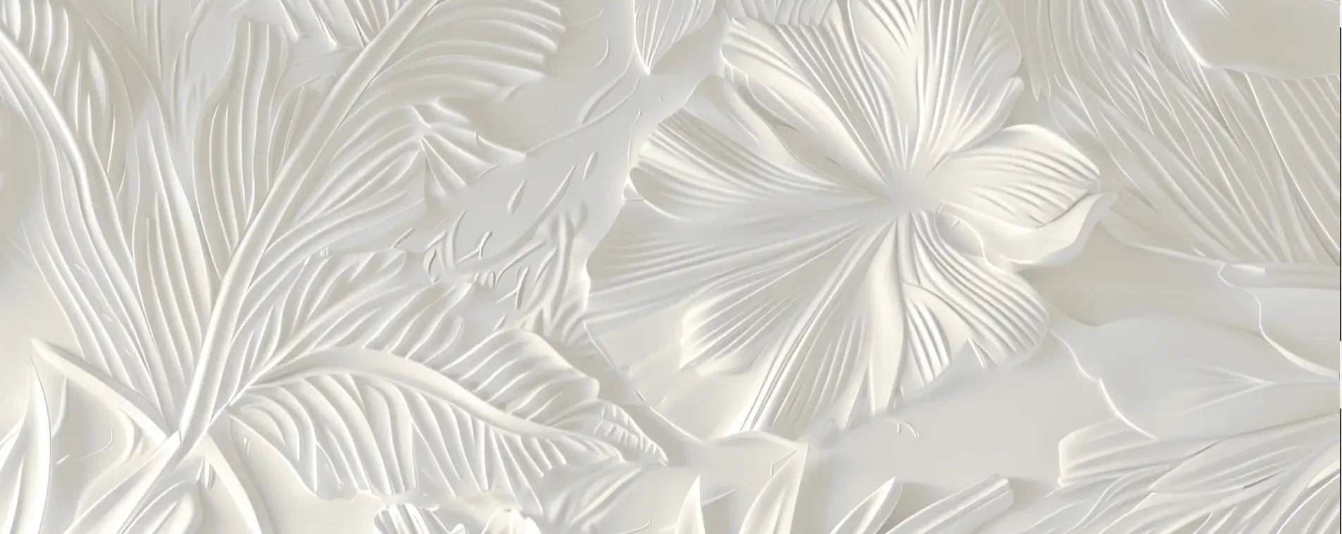 Élégance florale sculptée en blanc - Illulart: Papier peint panoramique