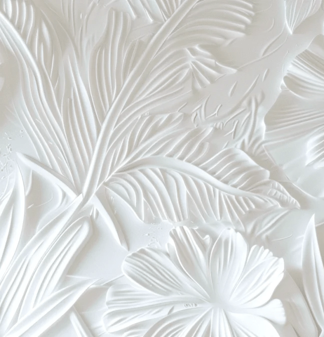 Élégance florale sculptée en blanc - Illulart: Papier peint panoramique