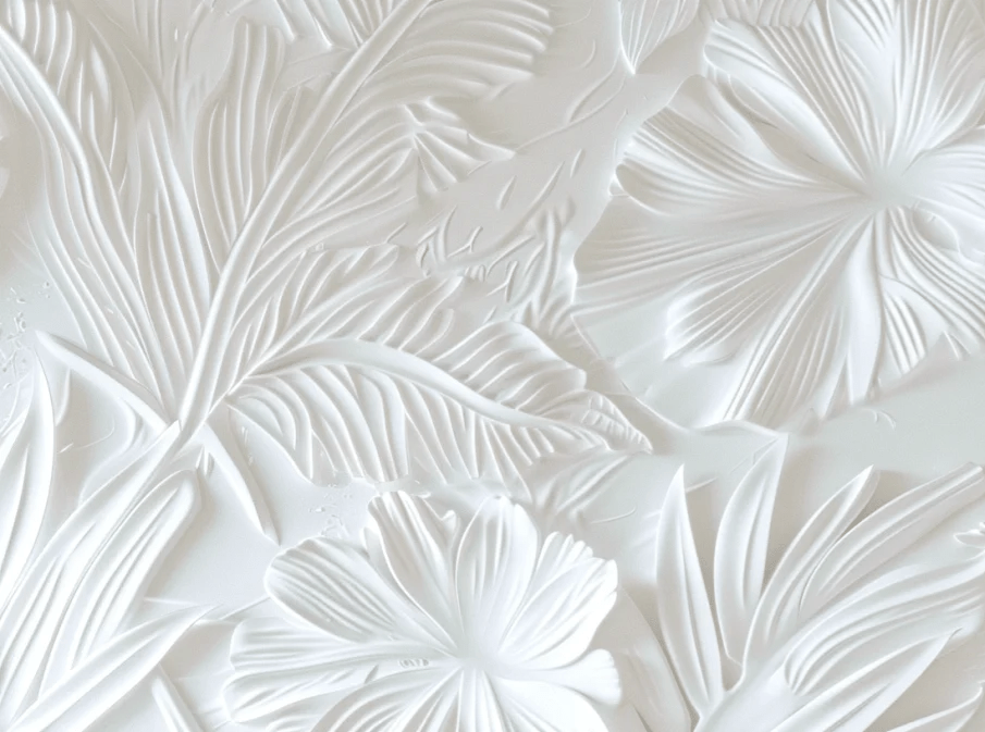 Élégance florale sculptée en blanc - Illulart: Papier peint panoramique