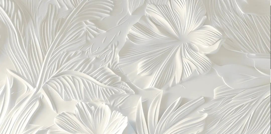 Élégance florale sculptée en blanc - Illulart: Papier peint panoramique