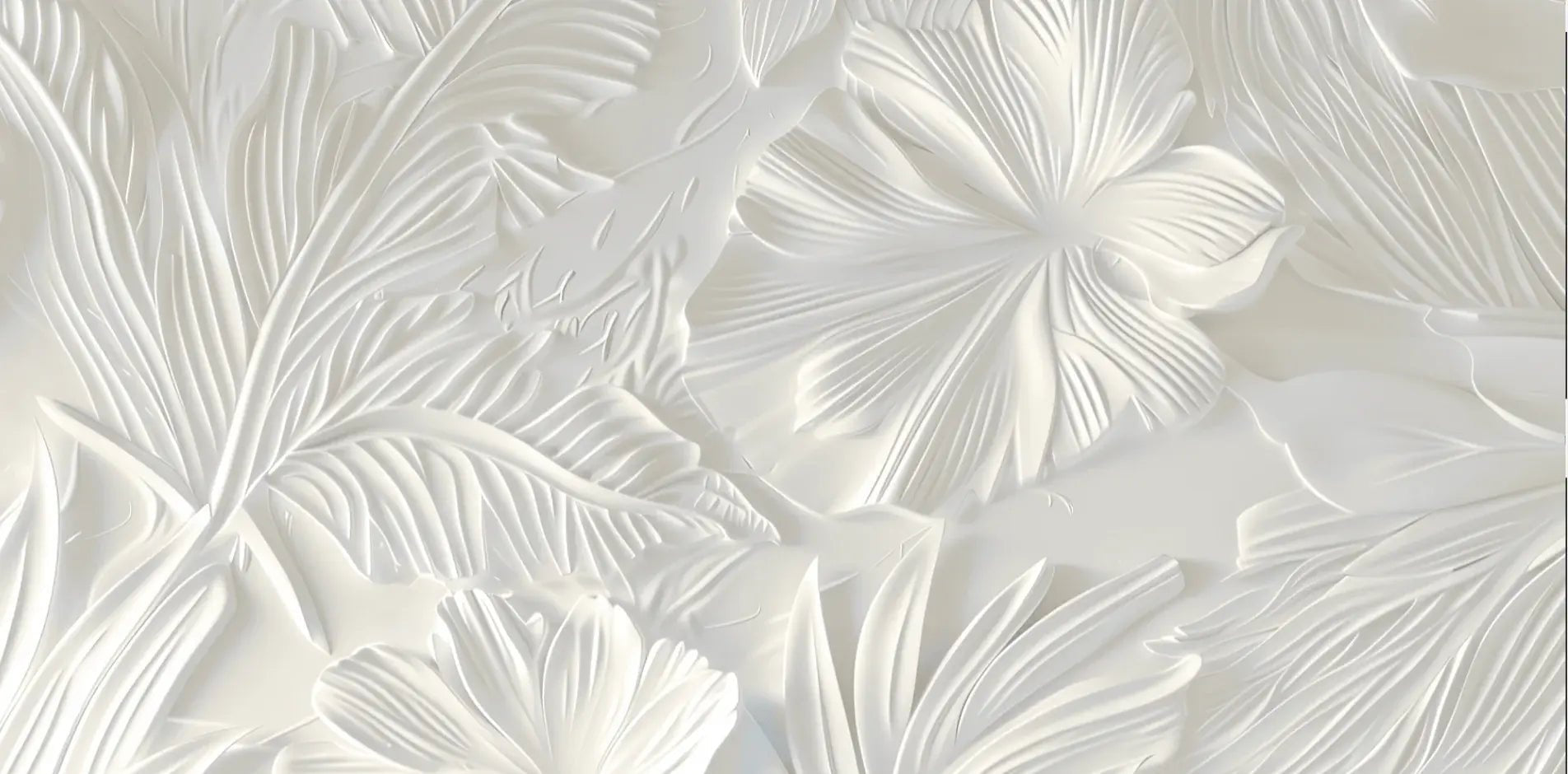 Élégance florale sculptée en blanc - Illulart: Papier peint panoramique